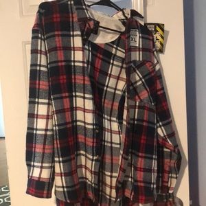 Flannel, red blue and white